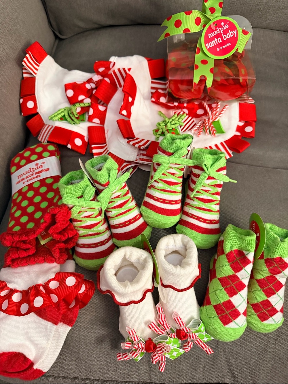 Mud Pie Holiday Baby lot.. socks bibs tights NEW!!!!!! 8 pieces